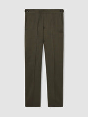 Men Slim-Fit Suit Trousers in Dark Green