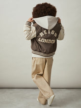 Children & Baby 9-13 yrs Colour-Block Varsity Bomber Jacket in Mink Brown/Off White