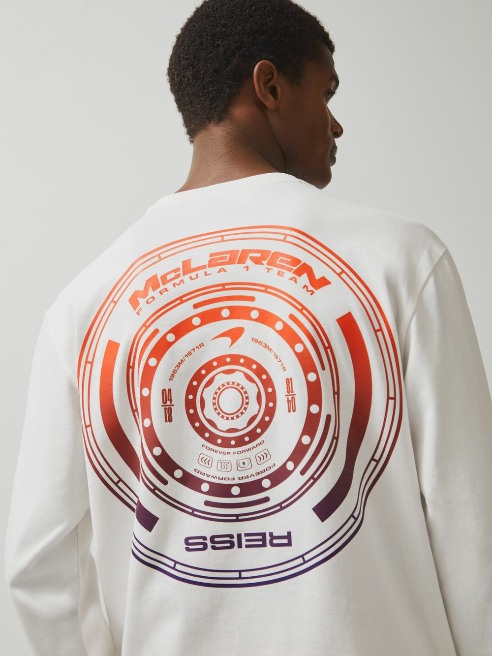 Men Unisex Fit McLaren F1 Team Tyre-Print T-Shirt in White