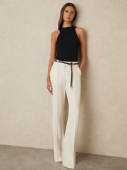 Women Rib Knit High Neck Vest in Navy