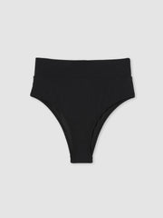 Women High Waisted Bikini Bottoms in Black