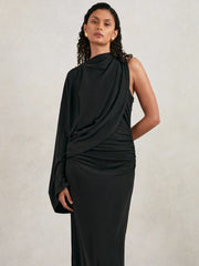 Women Acler Jersey Draped Midi Dress in Black