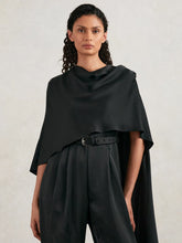 Women Halston Crepe Wide Leg Cape Jumpsuit in Black