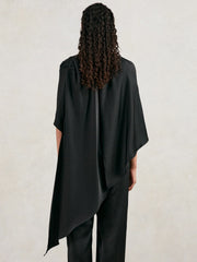 Women Halston Crepe Wide Leg Cape Jumpsuit in Black