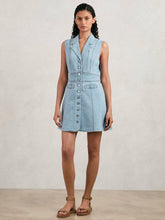 Women Paige Denim Button-Through Mini Dress in Jocelyn Blue