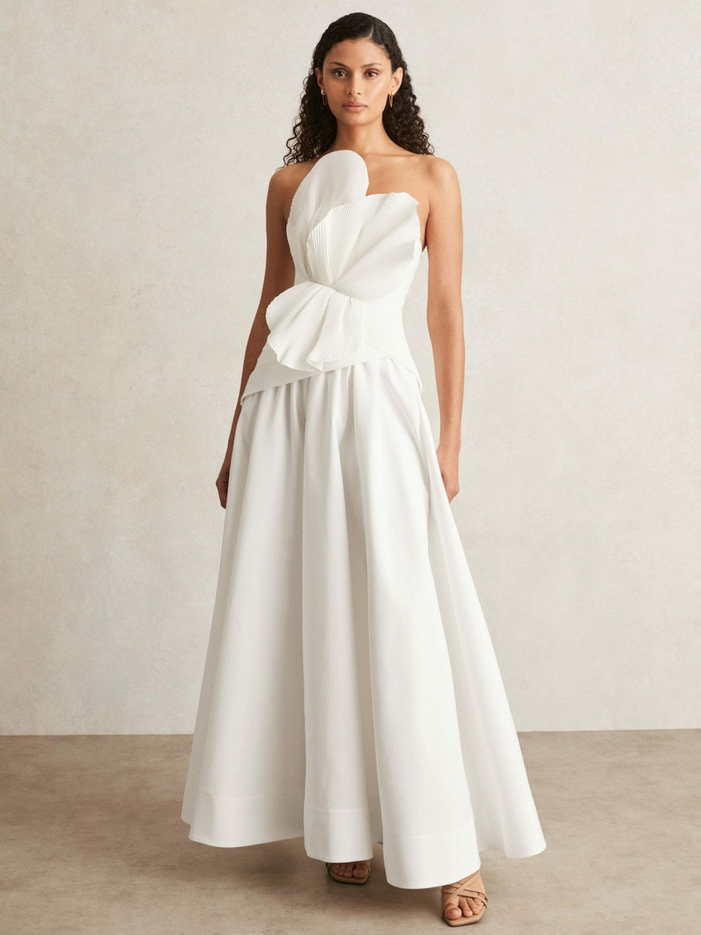 Women Acler Ivory Plissé Fan Strapless Maxi Dress in Ivory