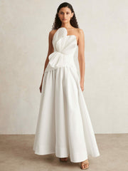 Women Acler Ivory Plissé Fan Strapless Maxi Dress in Ivory