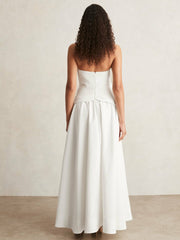 Women Acler Ivory Plissé Fan Strapless Maxi Dress in Ivory