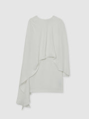 Women Halston Mini Ivory Asymmetric Cape Dress in Ivory