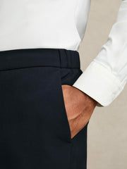 Men Slim-Fit Internal-Drawstring Trousers in Navy