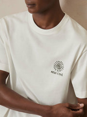 Men | Ché Cotton Palm-Tree T-Shirt in White