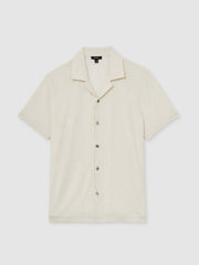 Men Cotton Blend Towelling Shirt in White