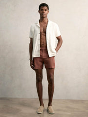 Men Cotton Blend Towelling Shirt in White