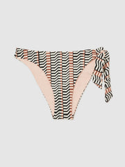 Women Chevron-Stripe Bikini Bottoms in Black/Brown