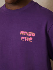 Men | Ché Cotton Palm-Print T-Shirt in Purple