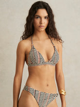 Women Triangle Halterneck Bikini Top in Black/Brown