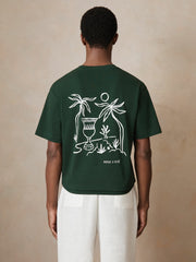 Men | Ché Cotton Palm-Tree T-Shirt in Green