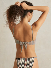 Women Chevron Stripe Underwired Bikini Top in Black/Brown