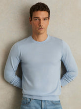 Men Merino Wool Crew Neck Jumper in Soft Blue