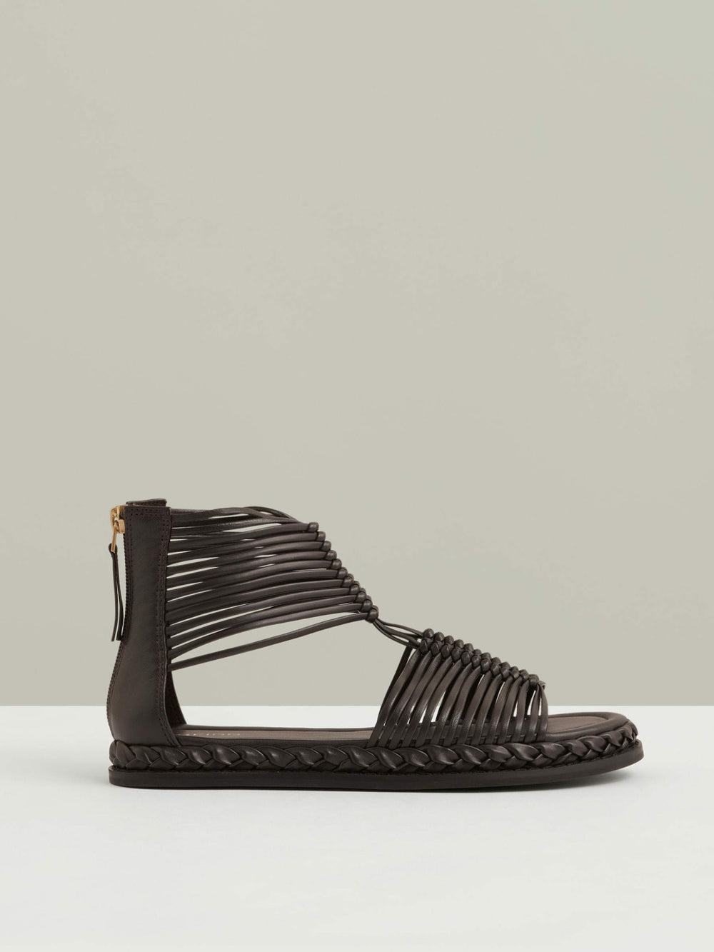 Women Leather Gladiator Sandals in Chocolate