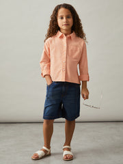 Children & Baby 13-14 yrs Linen Roll-Cuff Shirt in Peach