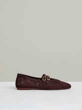Women Mesh Double-Strap Ballet Flats in Oxblood