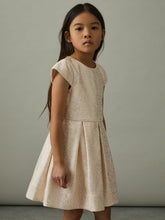 Children & Baby 4-9 yrs Brocade Cap-Sleeve Pleated Dress in Ivory