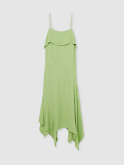 Women Ruffle-Detail Midi Dress in Green