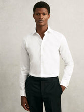 Men Regular Fit Slim-Fit Cotton-Sateen Shirt in White