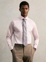 Men Regular Fit Cotton Sateen Shirt in Pink