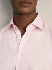 Men Regular Fit Cotton Sateen Shirt in Pink