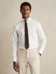 Men Slim Fit Cotton-Twill Two-Fold Shirt Slim-Fit in White