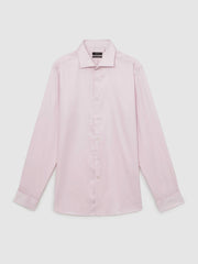 Men Regular Fit Slim-Fit Cotton-Sateen Shirt in Pink