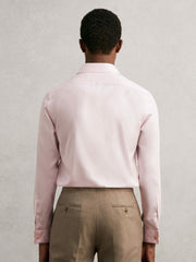 Men Regular Fit Slim-Fit Cotton-Sateen Shirt in Pink