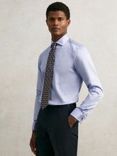 Men Regular Fit Slim-Fit Cotton-Sateen Shirt in Mid Blue