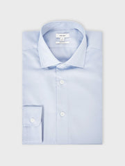 Men Regular Fit Cotton Sateen Shirt in Mid Blue
