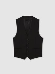 Men Wool-Blend Slim-Fit Waistcoat in Black