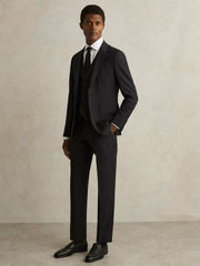 Men Wool-Blend Slim-Fit Waistcoat in Black