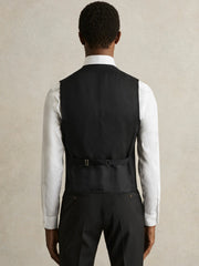 Men Wool-Blend Slim-Fit Waistcoat in Black