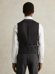 Men Wool-Blend Slim-Fit Waistcoat in Grey