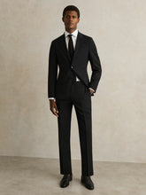 Men Slim-Fit Wool-Blend Suit Trousers in Black