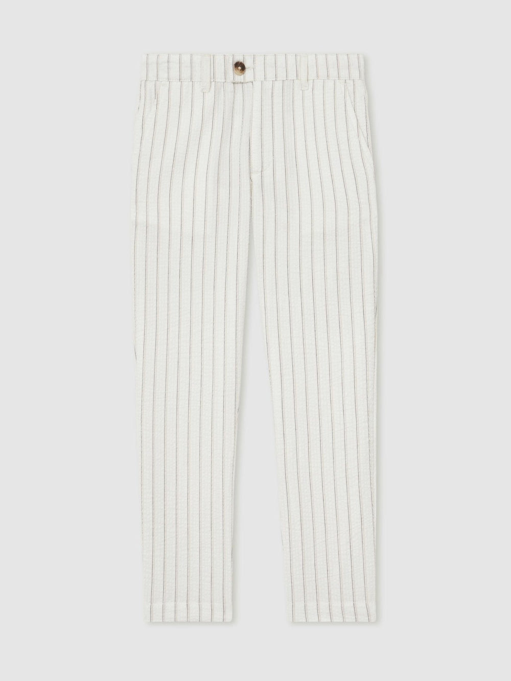 Children & Baby 13-14 yrs Cotton Pinstripe Trousers Regular-Fit in Off White/Taupe Brown