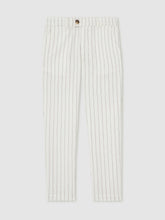 Children & Baby 13-14 yrs Cotton Pinstripe Trousers Regular-Fit in Off White/Taupe Brown