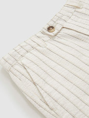 Children & Baby 13-14 yrs Cotton Pinstripe Trousers Regular-Fit in Off White/Taupe Brown