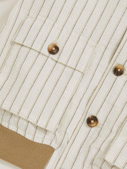 Children & Baby 13-14 yrs Cotton Pinstripe Harrington Jacket in Off White/Taupe Brown