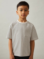 Children & Baby 9-13 yrs Cotton-Blend Stripe T-Shirt in White/Navy