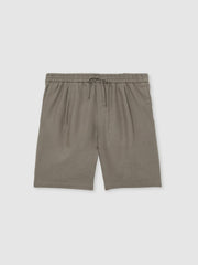 Men Linen Drawstring Shorts in Mushroom Brown