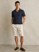 Men Linen Drawstring Shorts in Stone