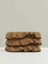 Women Raffia Ruffle Clutch Bag in Natural