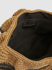 Women Raffia Ruffle Clutch Bag in Natural